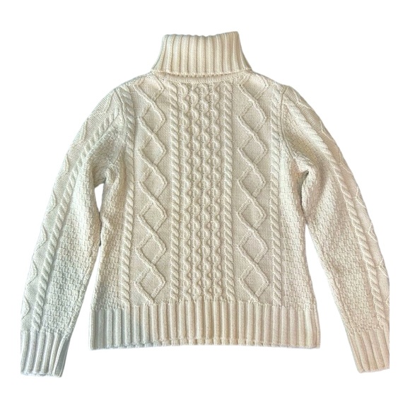 L.L. Bean Sweaters - L.L. Bean White Cable Knit Turtleneck Sweater